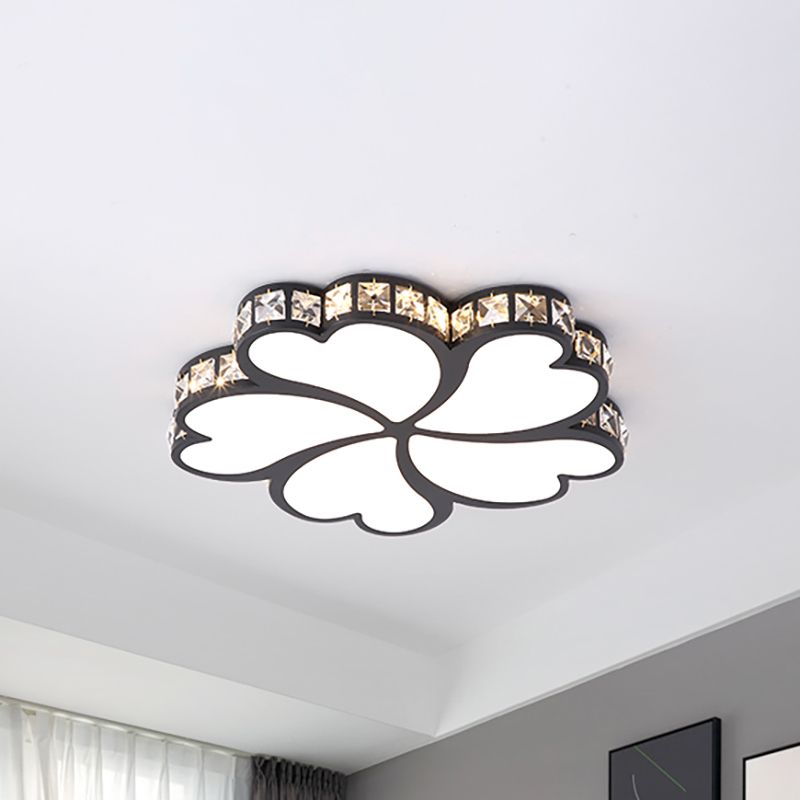 Clover Nordique Mount Ceiling Light with Crystal Shade Black / White / Gold LED Bedroom Ceiling Flush Mount Light