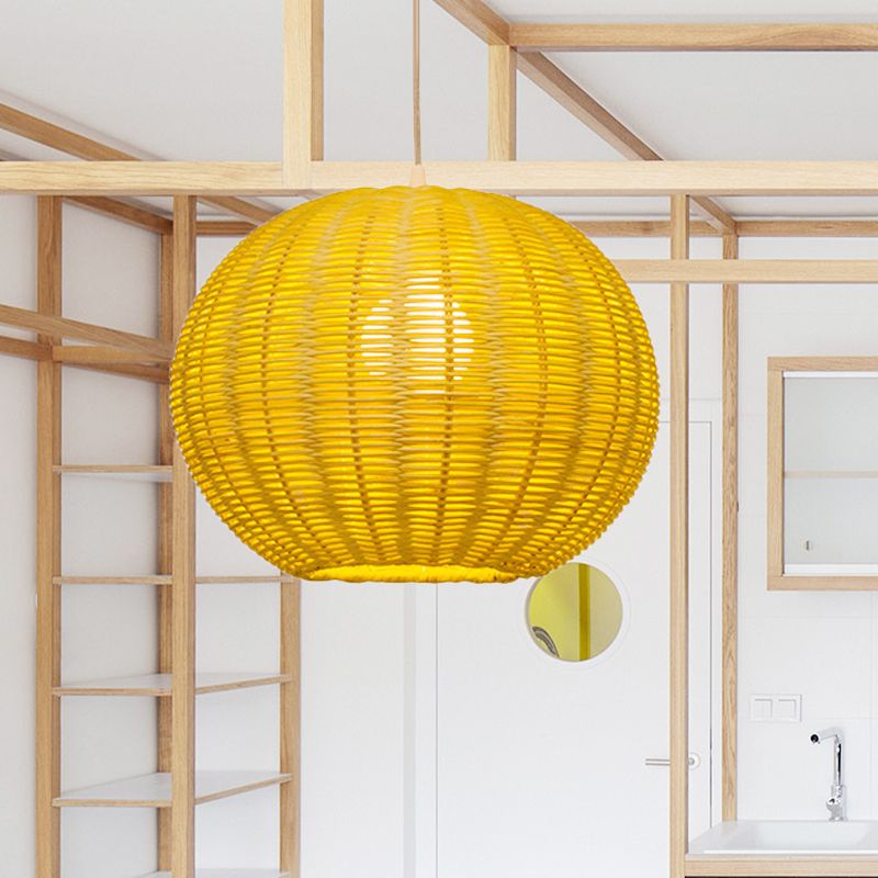 Globe Handmade Handmade Rattan Pendant lampy Asian Style 1 Light Beige Scroding Lightture pour restaurant