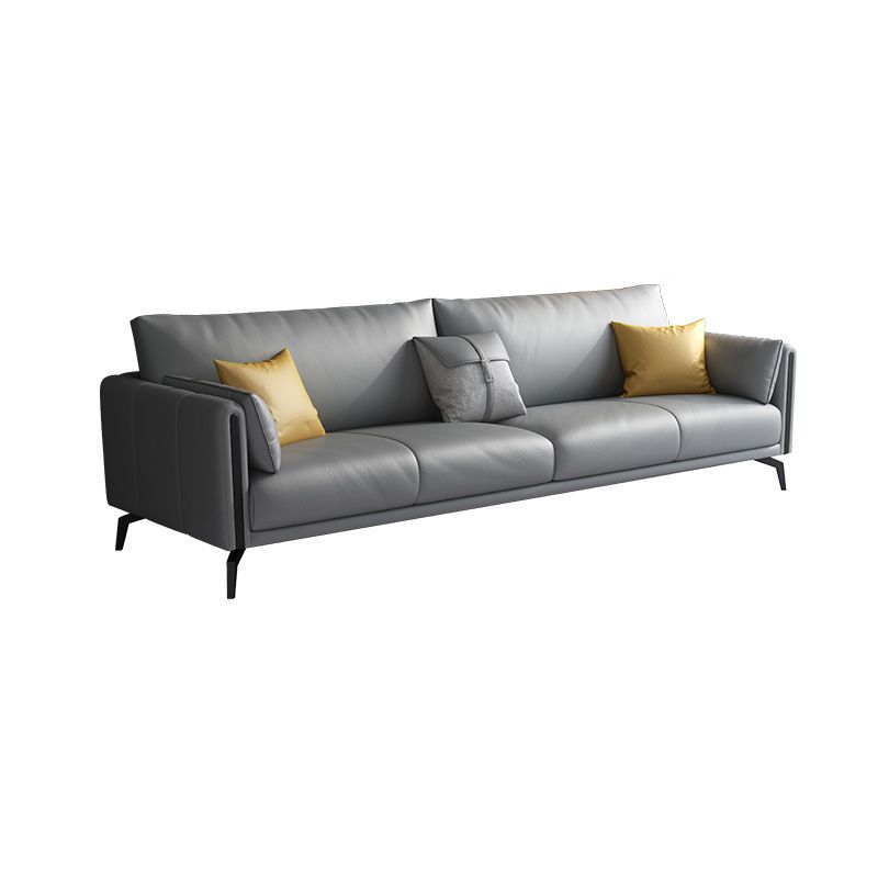 Gray Faux Leather Straight Arm Sofa/Sectionals with water proof for Living Room