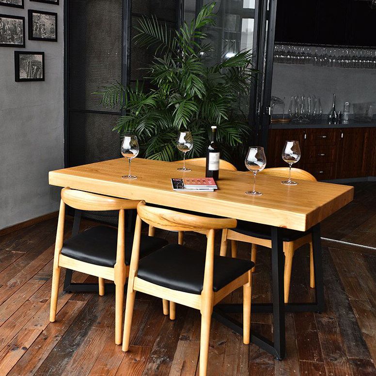 Tavolo da pranzo in legno solido in stile industriale Usa tavolo rettangolo con base di cavalletto
