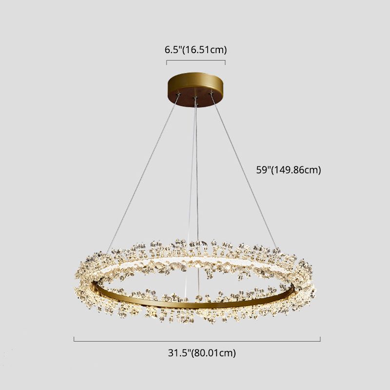 Contemporary Ring Chandelier Pendant Light Crystal Suspension Pendant Light for Living Room