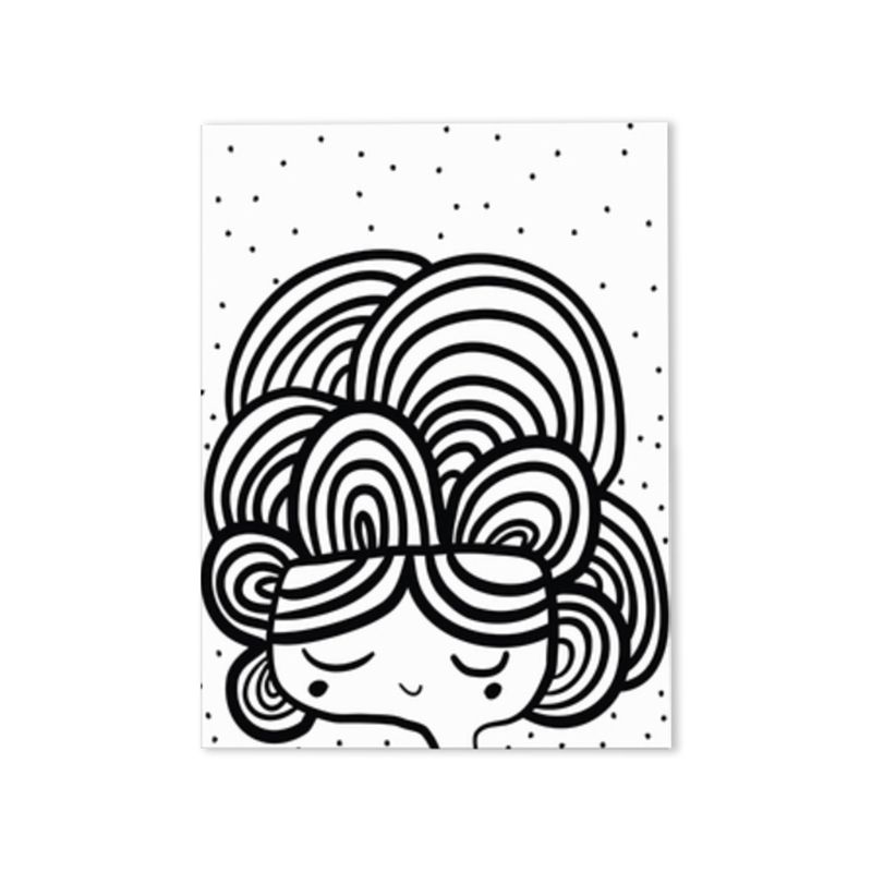 Little Girl Wrapped Canvas Black on White Kids Style Wall Art Print for Sitting Room