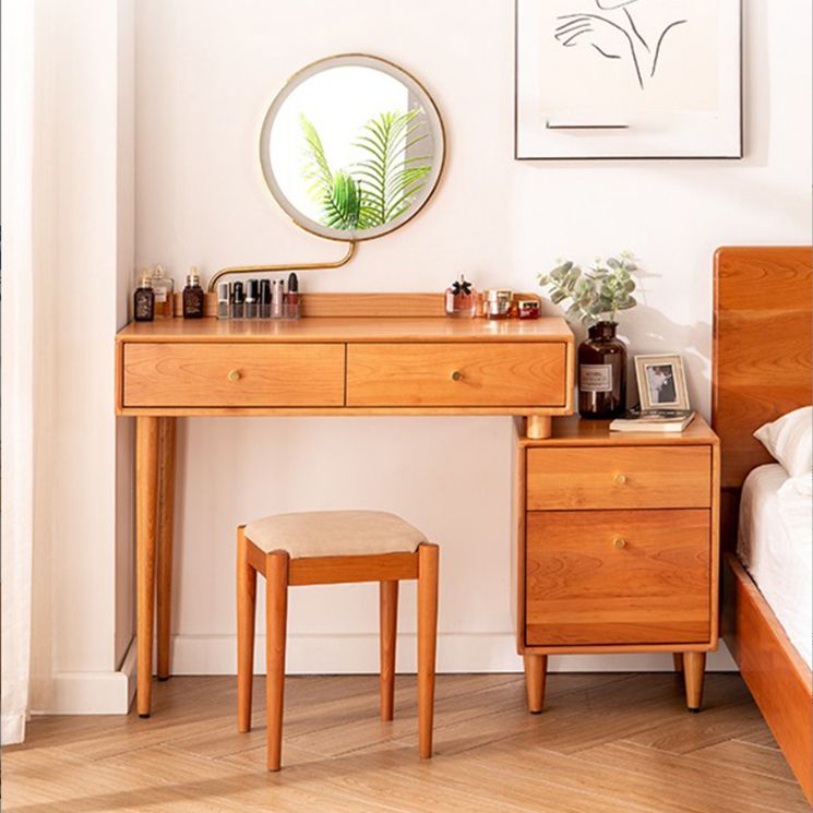 Contemporary Dressing Table Cherry Bedroom Lighted Mirror Standing Make-up Vanity