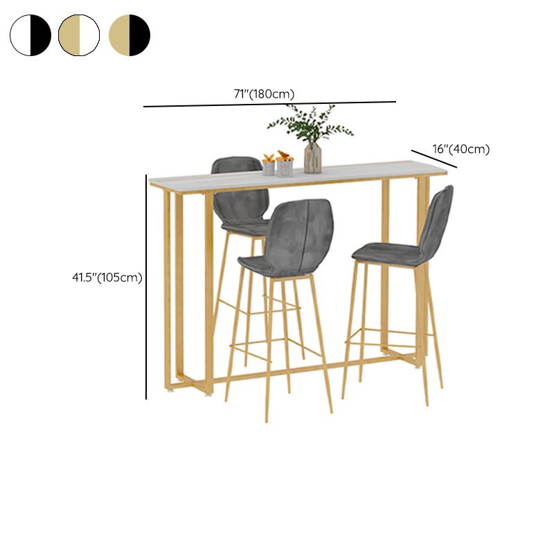 Stone Top Bar Stool Table Glam Style Pub Table with Metal Leg