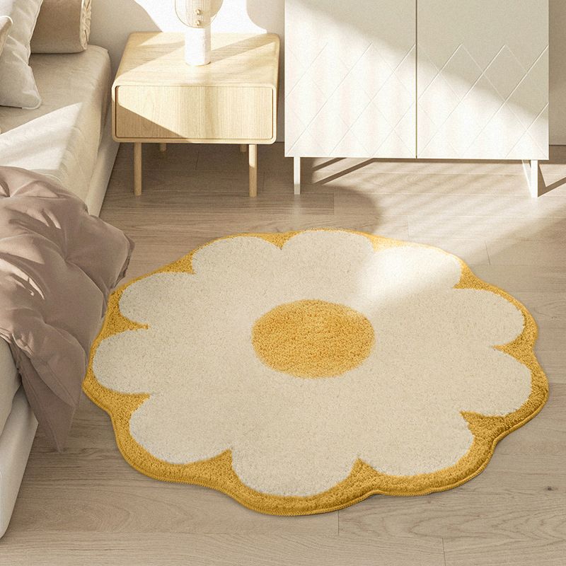 Flower Shaped Rug Indoor Rug Anti-Slip Washable Easy Care Area Carpet for Bedroom