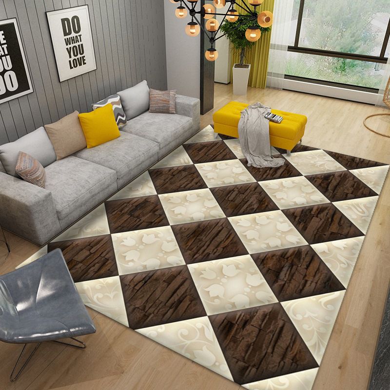 Geometric Indoor Rug Modern Patchwork Area Rug Polyester Carpet for Living Room