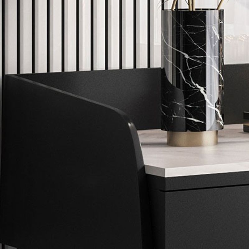 Bedroom Stone Make-up Vanity Desk 31.5"/39.37"/47.24" W, Black/Khaki Finish