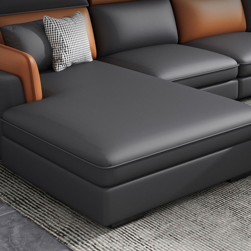 Faux Leather Square Arm Sofa/Sectional with Pillowed Back Cushions, Stain Resistan