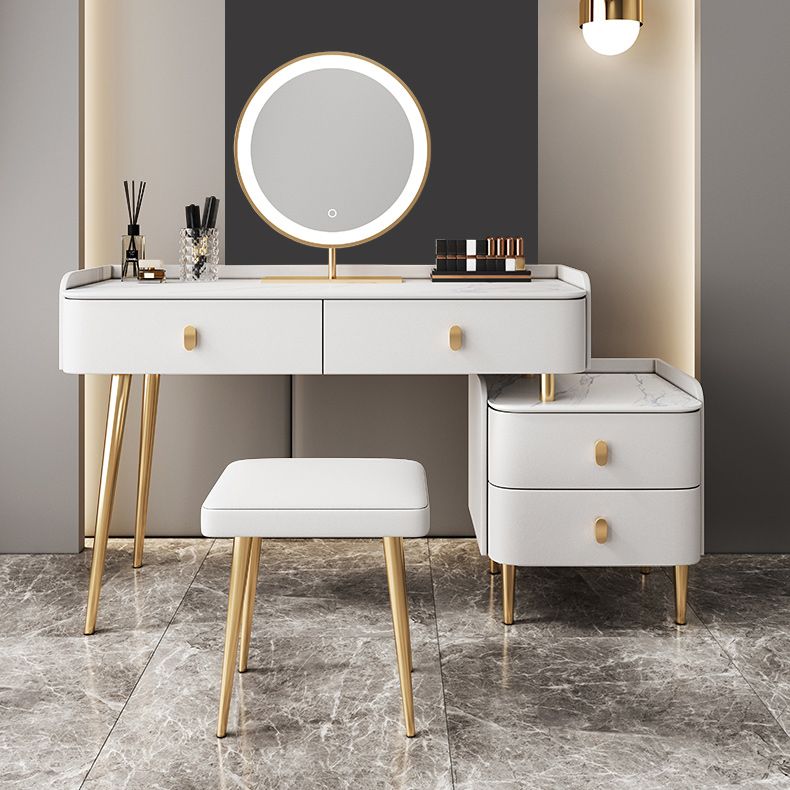 Modern with Drawer Lighted Mirror Solid Wood Bedroom Vanity Dressing Table