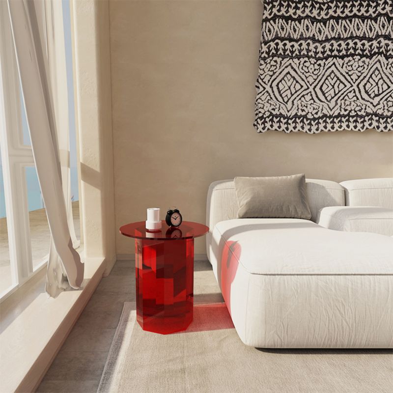 Contemporary Accent Side Table Pedestal Acrylic Round Living Room End Table