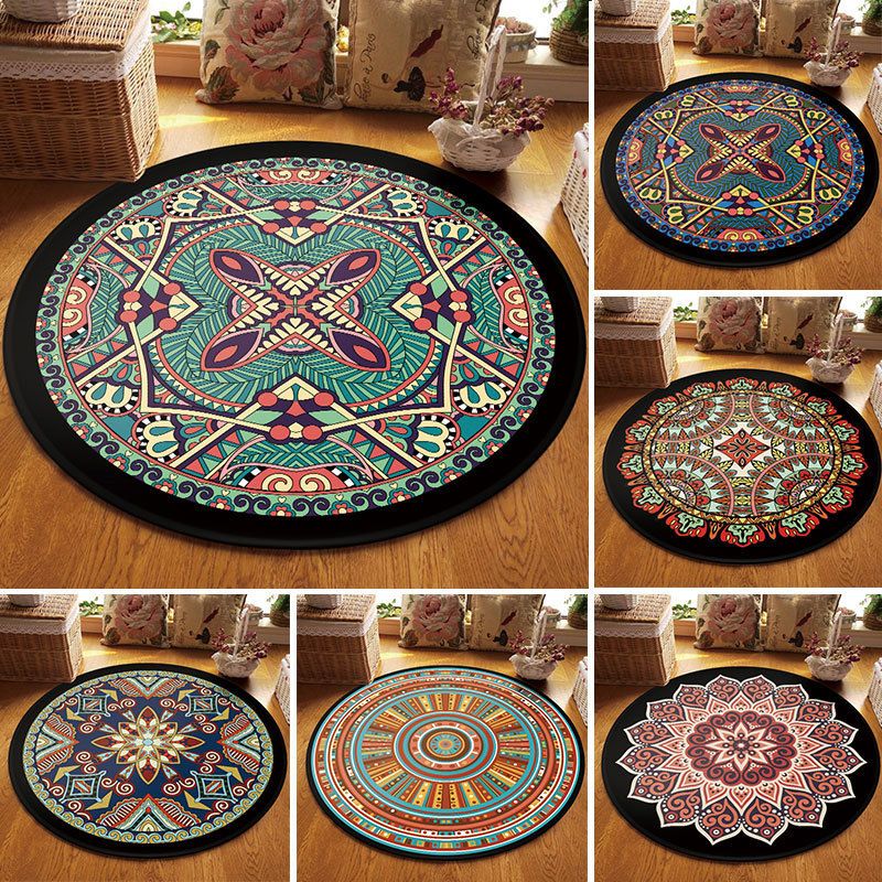Multi Colored Living Room Rug Moroccan Tribal Flower Print Rug Synthetics Pet Friendly Anti-Slip Backing Washable Area Carpet