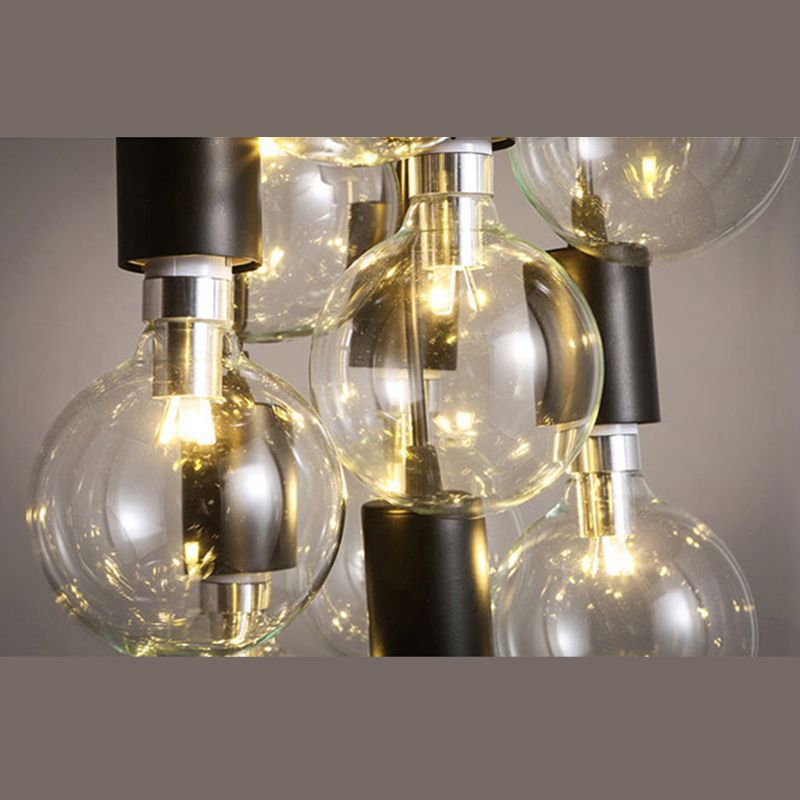 Black Pendant Lighting Fixture Industrial Style Metal Swag Multiple Pendant Light