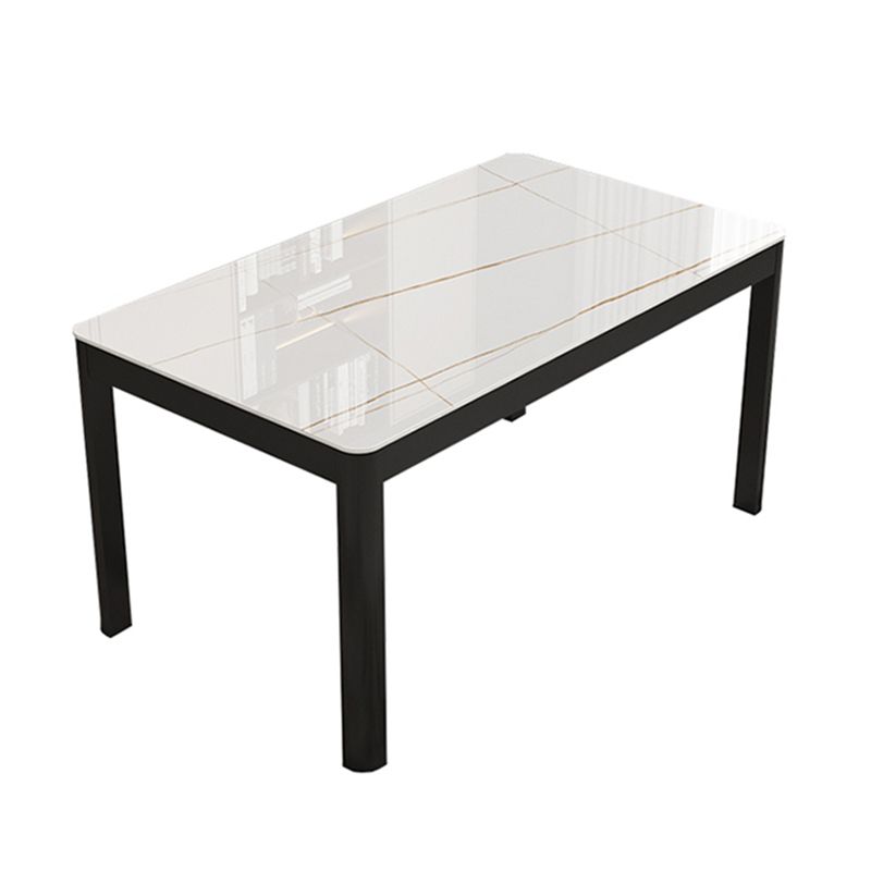 Metal Modern Rectangle Indoor Table Glass Top Table for Dining Room