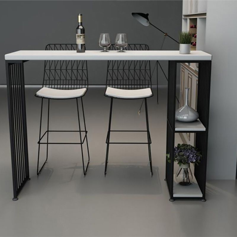 Rectangle Solid Wood Bar Table Set Luxurious 1/2/3 Pieces Counter Table with High Stools