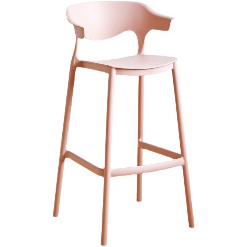 Scandinavian Plastic Barstool Low Back Counter Stool Footrest Furniture