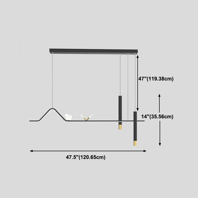 Zeitgenössischer Stil linearer Form Island Lights Metal Island Lighting