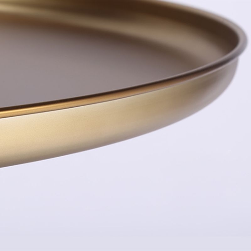 Mid-century Modern Style Round Metal Table with Glass Monopod Base Coffee Table