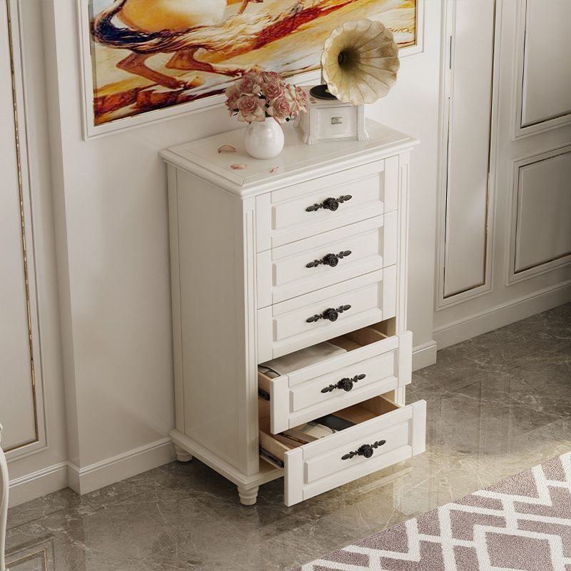 Traditional Rubber Wood Bedroom Storage Chest Vertical Chest with Drawers