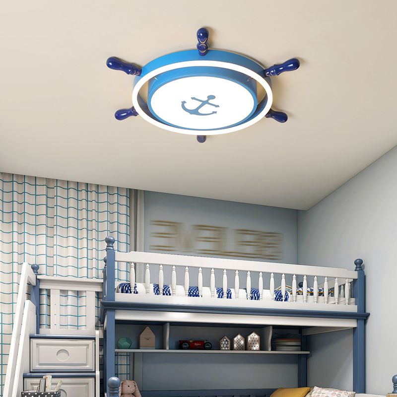 Plafonnier de navigation moderne en métal à 2 lumières pour chambre d'enfant