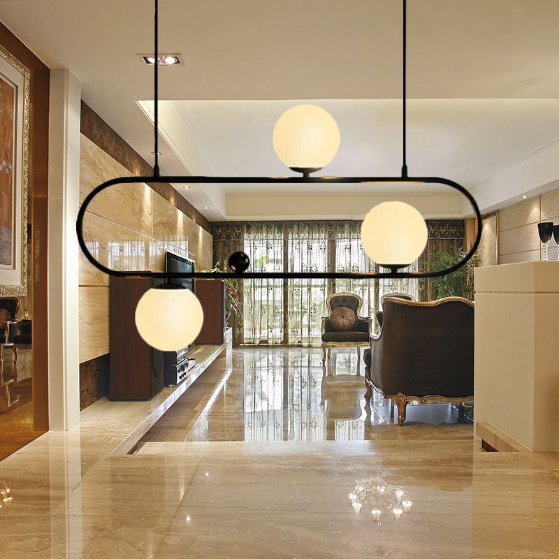 35.5 "/47" de ancho lámpara de diseño de lámpara de lámpara global 4 luces lámpara de techo colgante negro