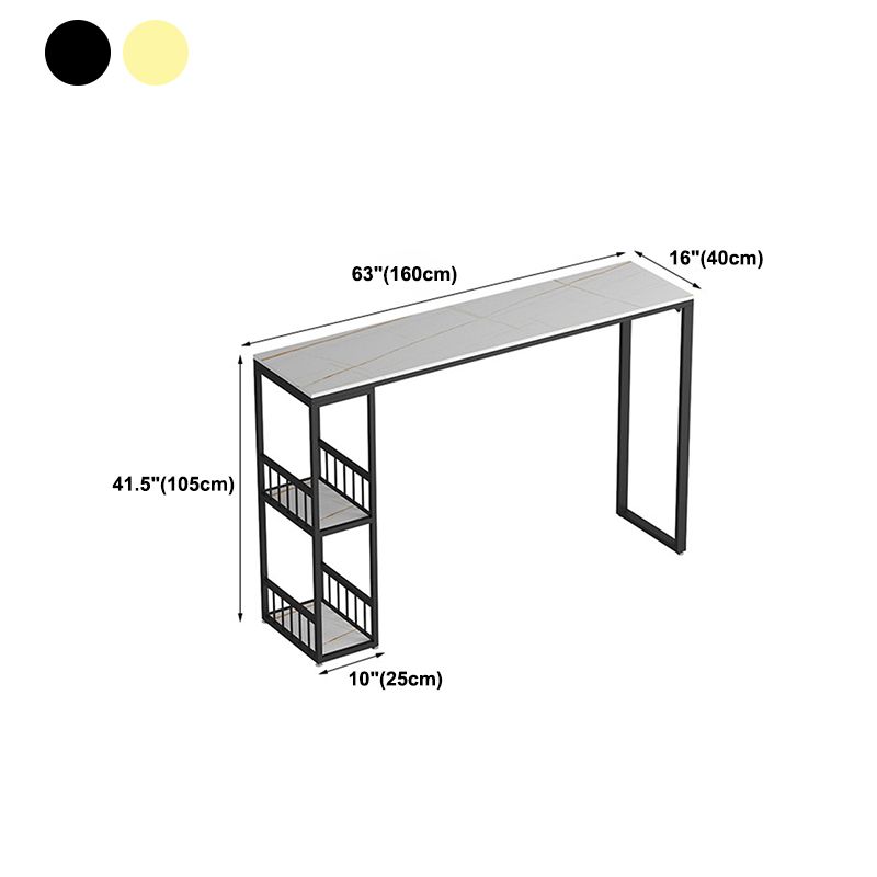 Contemporary Bar Table Stone Bistro Bar Desk with Double Pedestal