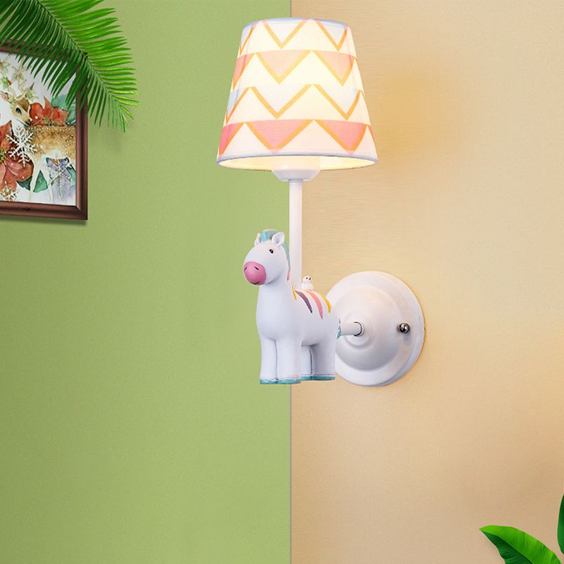Cartoon Style Wall Light Fabric Shade Wall Lamp for Children's Room (Included Doll)