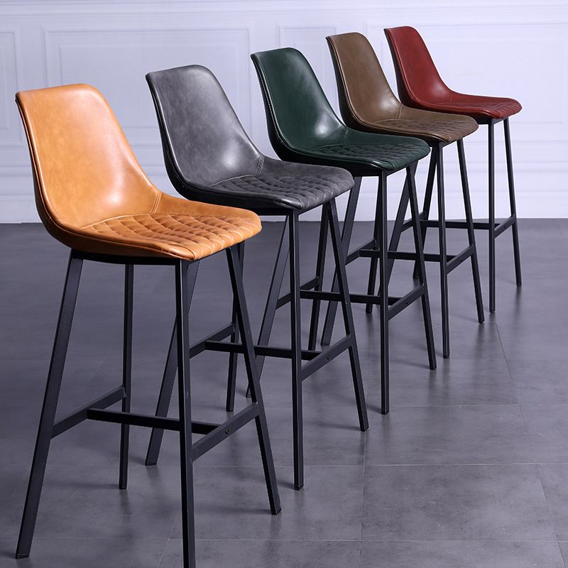 Modern PU Leather Bar-stool Bucket Seat Counter Bar Stool with Metal Legs