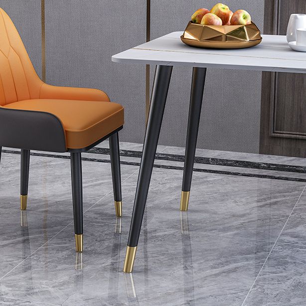 Metal 4 Legs Dining Table Modern Rectangle Stone Top Dining Table for Living Room