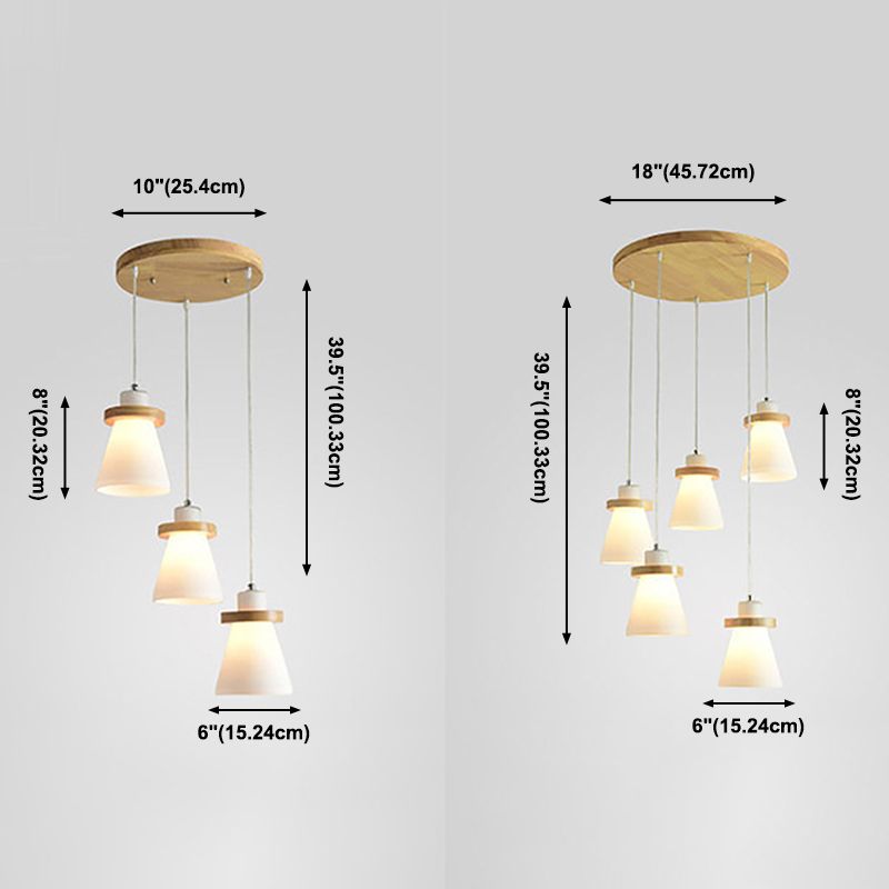 Wood Geometric Suspended Light Modern Simple Hanging Light for Restaurant