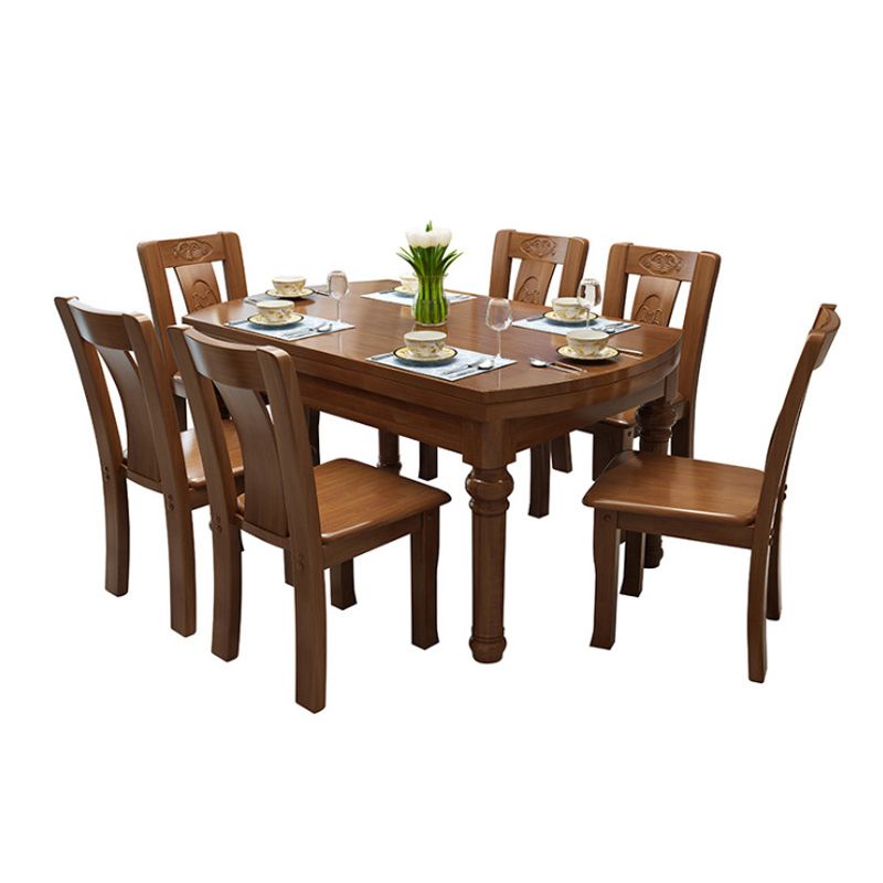 Traditional Wooden Dining Set Standard Height with Rectangle Top Dining Room Set