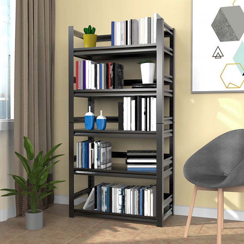 Rectangle Metal Bookcase Modern Closed Back Bookshelf with Shelves
