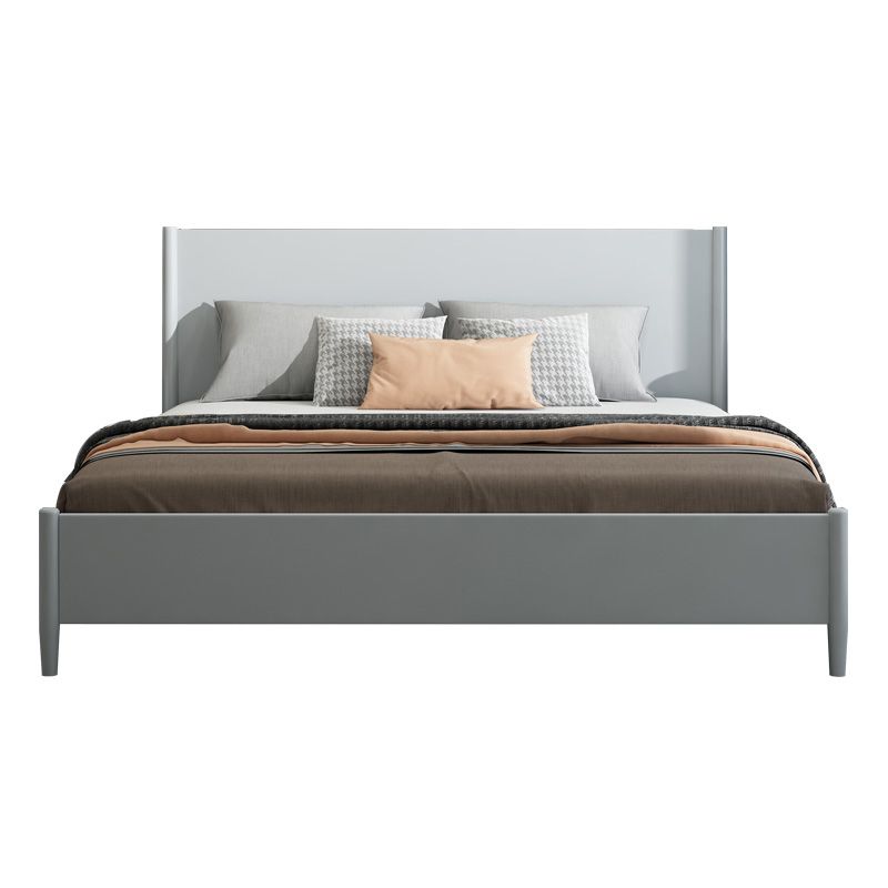 Scandinavian Wooden Panel Standard Bed with Rectangular Headboard