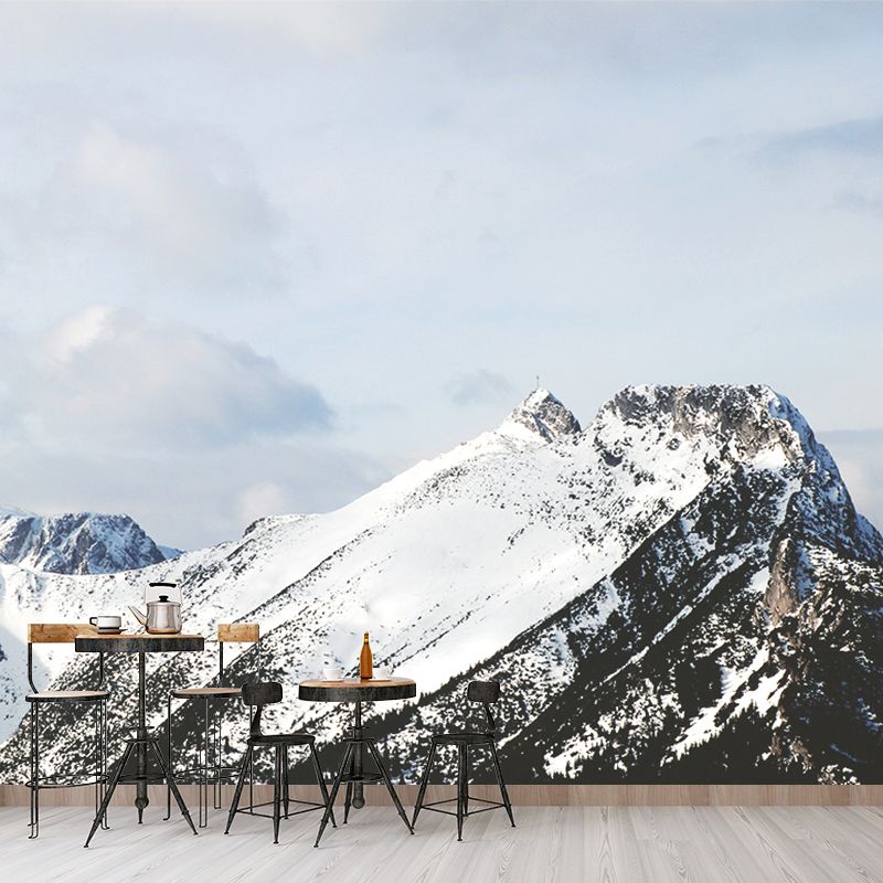Photography Snow Mountain Wall Mural Big Wall Covering for Accent Wall, Custom Size, White