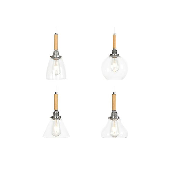 Globe/Cone/Small Bell Pendant Lighting Vintage Clear Glass 1 Licht Roségoud/Chrome hangende lamp met verstelbaar koord