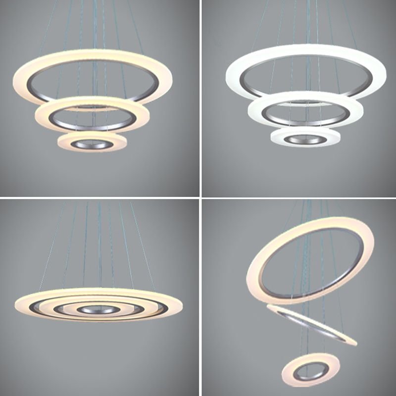Luz de suspensión LED de estilo colgante de colgante circular de plata