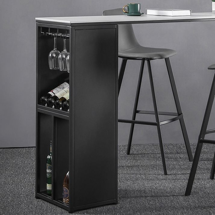 Modern Rectangle Bar Table Set 1/3 Pcs Stone Top Bar Table and Upholstered Stools