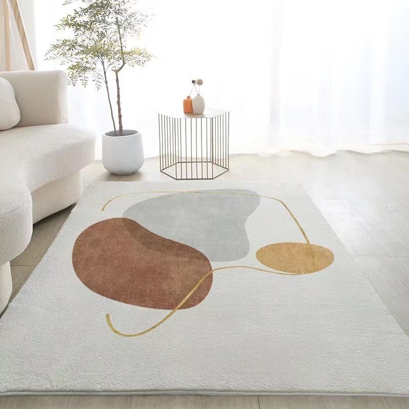 Rectangle Shape Rug Living Room Abstract Line Carpet Polyester Washable Area Rug