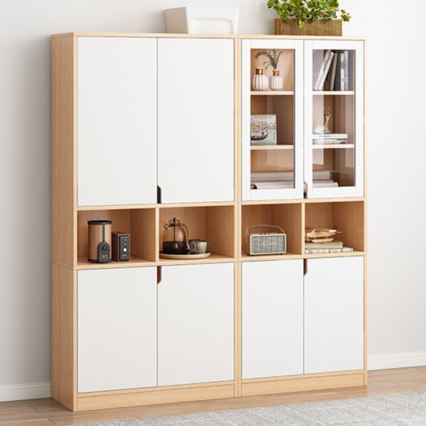 Wooden Standard Bookcase 12" D with Doors Closed Back Vertical Bookshelf