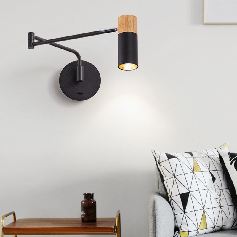 Modern Style Half Cylinder Shade Swing Arm Wall Lighting Metal 1 Light Sconce Lamp