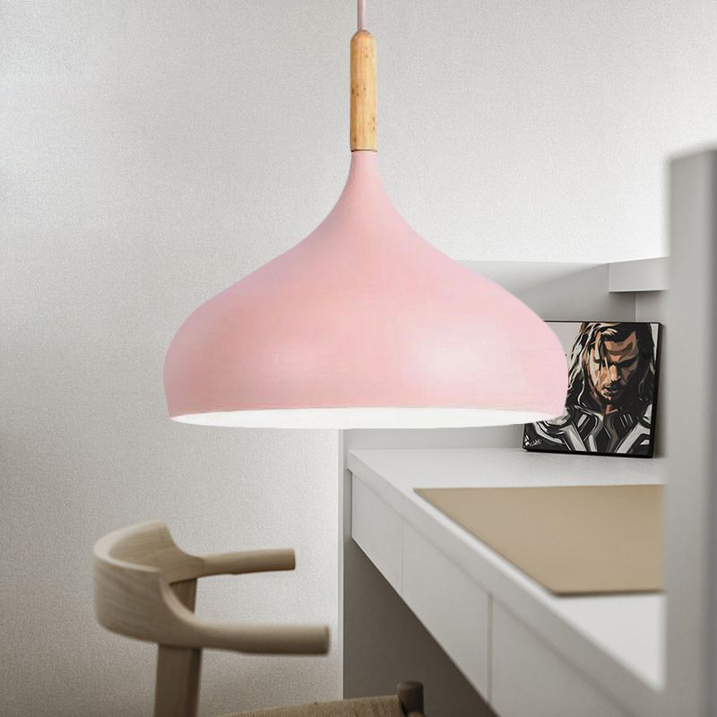 Aluminum Onion Shade Pendant Lamp Meeting Room 1 Light Macaron Suspension Light