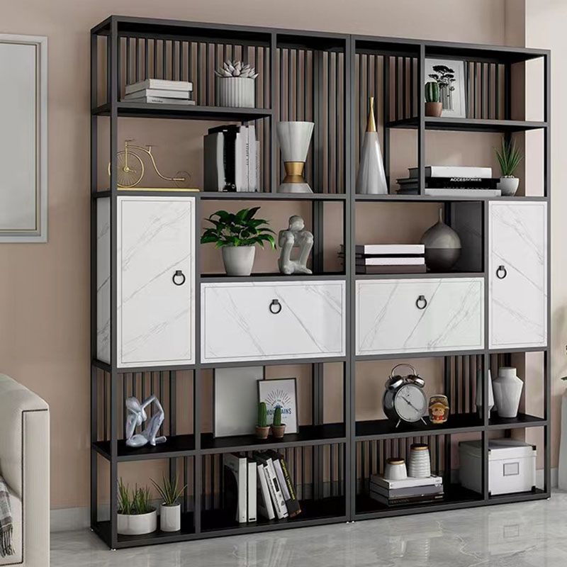 Modern Metal Shelf Bookcase Open Home Bookshelf with Cabinets