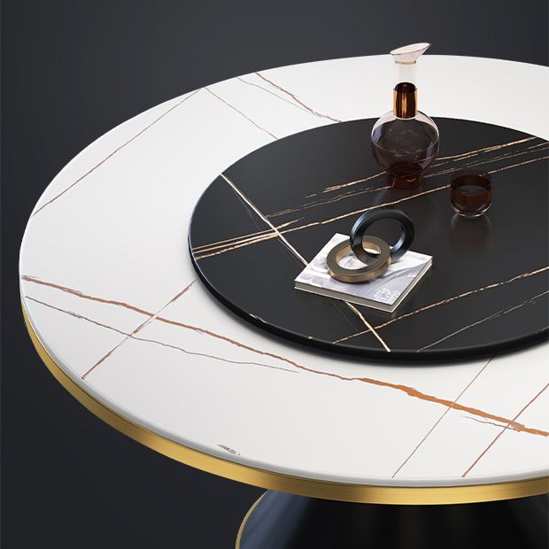 Glam Gesinterde Steen Ronde Vorm Eettafel Keuken Standaard Eettafel met Voetstuk