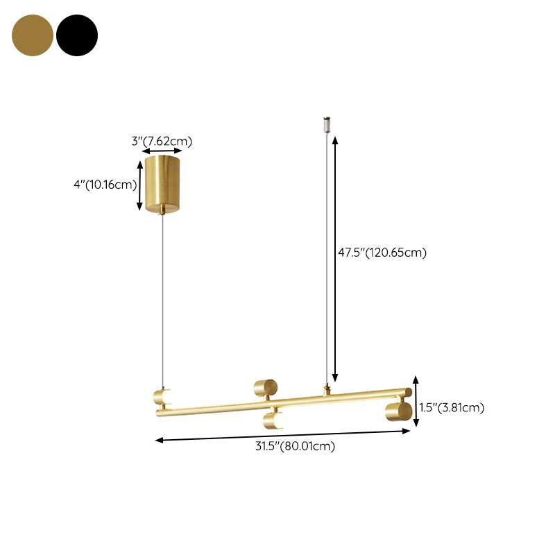 Brass LED Hanging Lamps Minimalism Island Light Fixture for Dining Room
