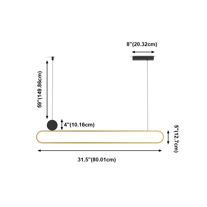 Luces de isla ovalada Modernismo Luz de la isla metal en oro para el comedor
