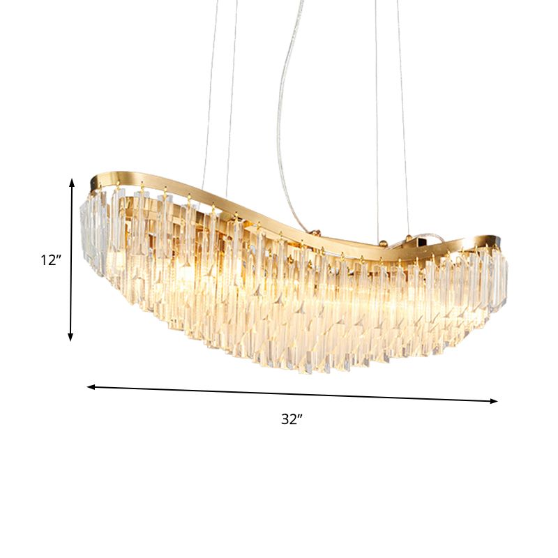 Crystal Ship Large Chandelier for Restaurant Hotel Post Modern LED Ceiling Hanging Light in Gold, White Light