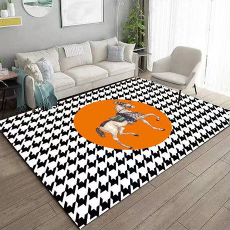 Luxe Houndstooth Print Rug Polyester Area Tapijt niet-slip achteruitgang binnen tapijt voor woonkamer
