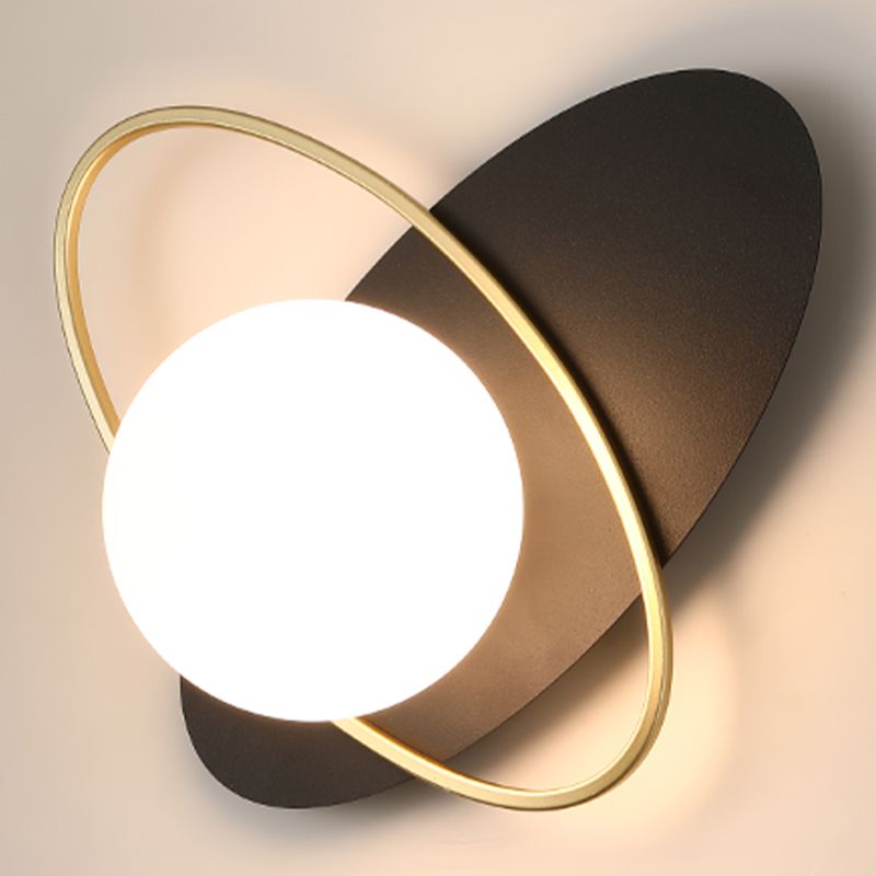 Modern Metal Wall Light Globe 1 Light Wall Sconce with Glass for Bedroom