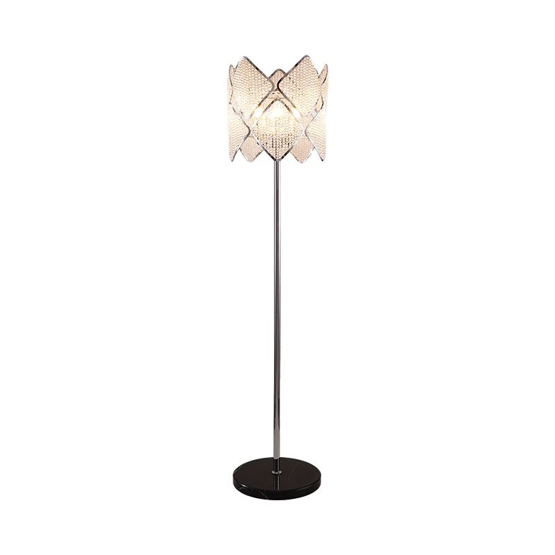 Lámpara de pie de pie redondo Lámpara de pie de pie moderna 1 cabezal de oro/luz cromada con diseño de rombo