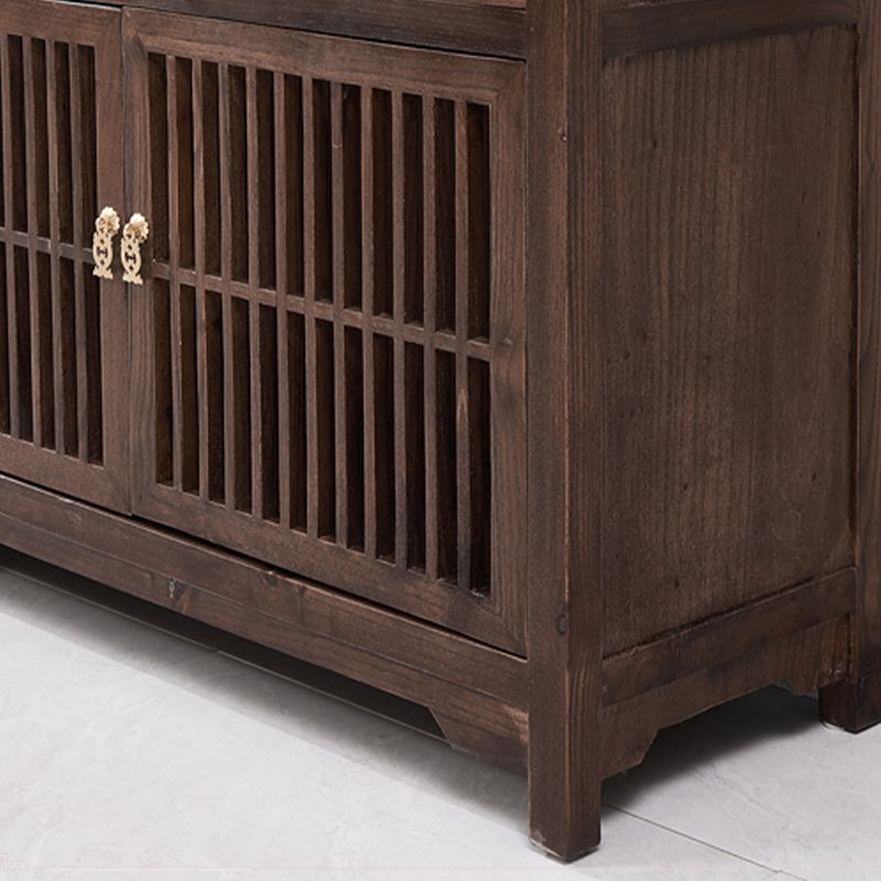 Freestanding Mid-Century Modern Solid Wood Wine Bottle Holder with Shelf