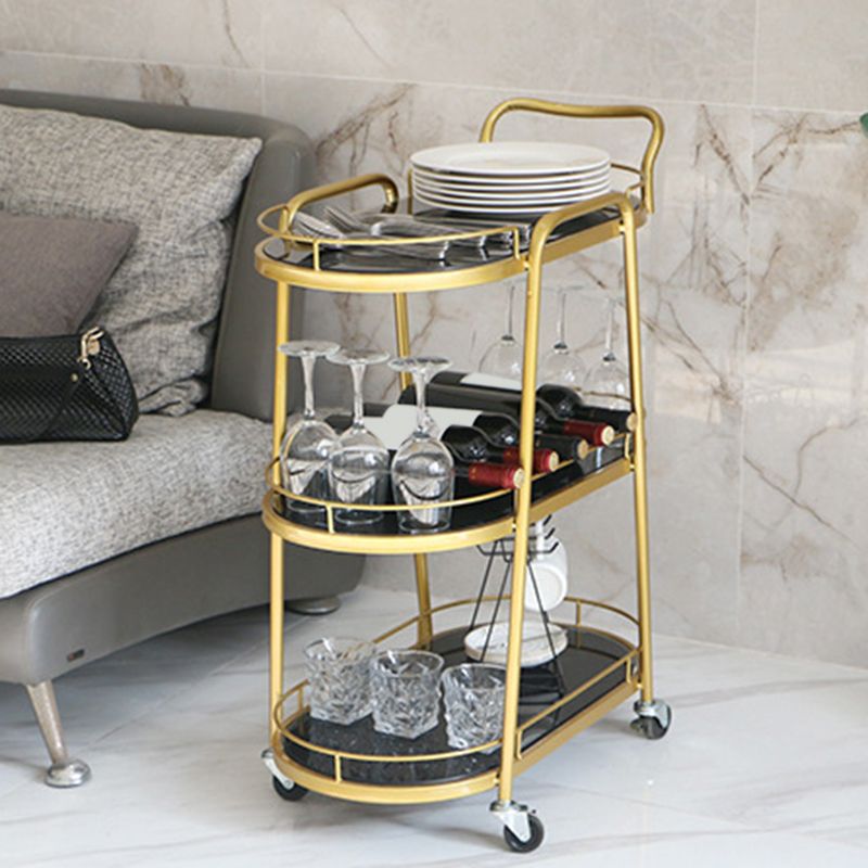 Modern Style Oval Prep Table Rolling Metal Prep Table for Kitchen